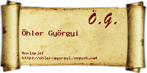 Öhler Györgyi névjegykártya